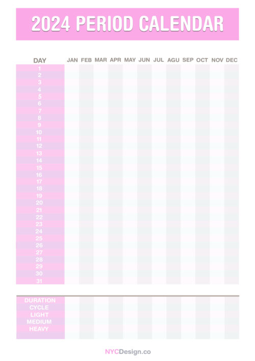 2024 Period Calendar, Printable, Free Pink nycdesign.us Printable