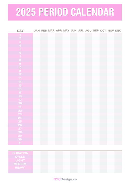 Period Calendars nycdesign.us Printable Things