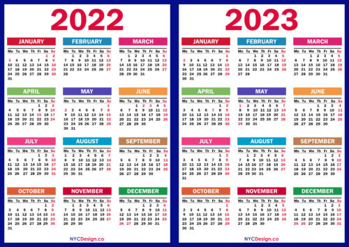 2022 – 2023 Two Year Calendar with UK Holidays, Printable Free ...