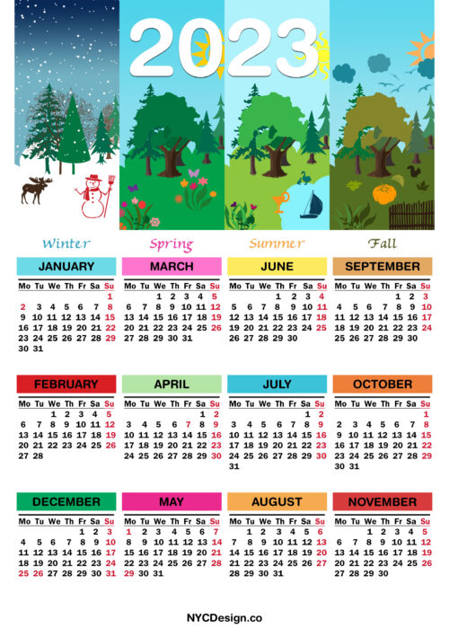 2023 Printable Free 4 Seasons Calendar with UK Holidays nycdesign.us