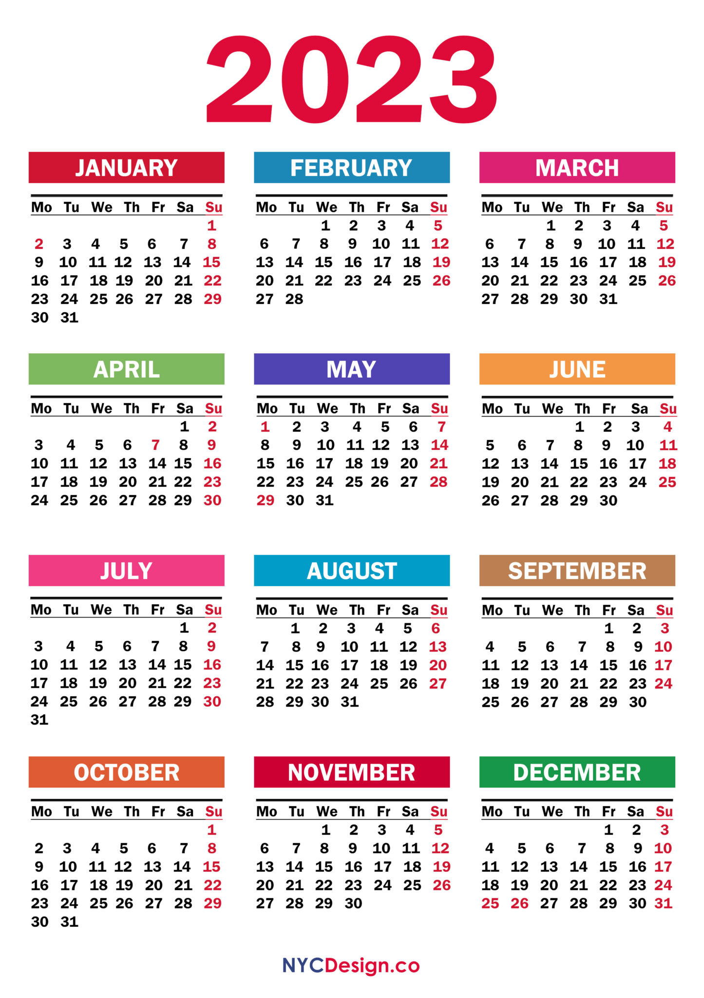 Free Printable 2023 Monthly Calendar With Uk Holidays