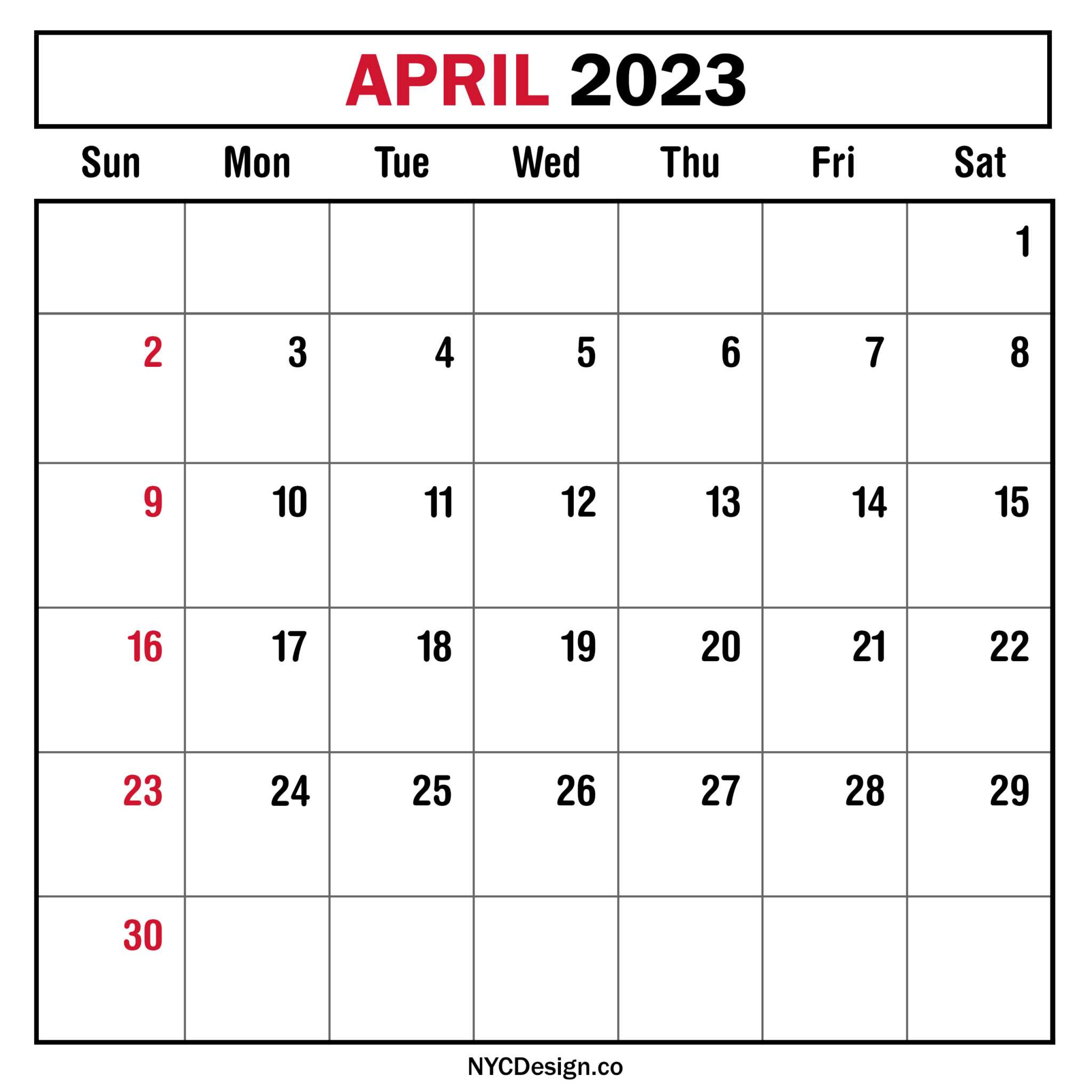 April 2023 Monthly Calendar with US Holidays, Planner, Printable Free ...