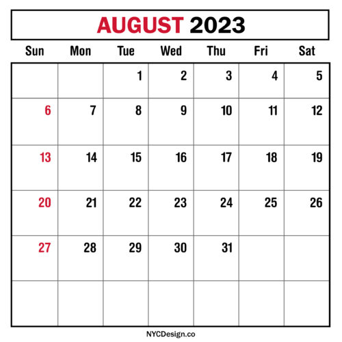 August 2023 Monthly Calendar with US Holidays, Planner, Printable Free ...