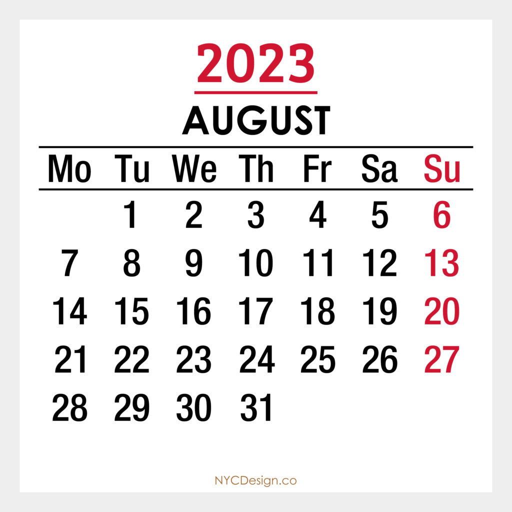 2023 Monthly Calendar with US Holidays, Printable Free – Monday Start ...