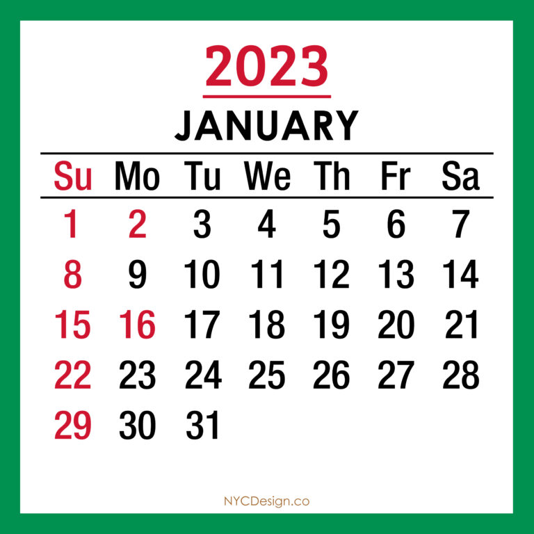 2023 Calendar nycdesign.us Printable Things